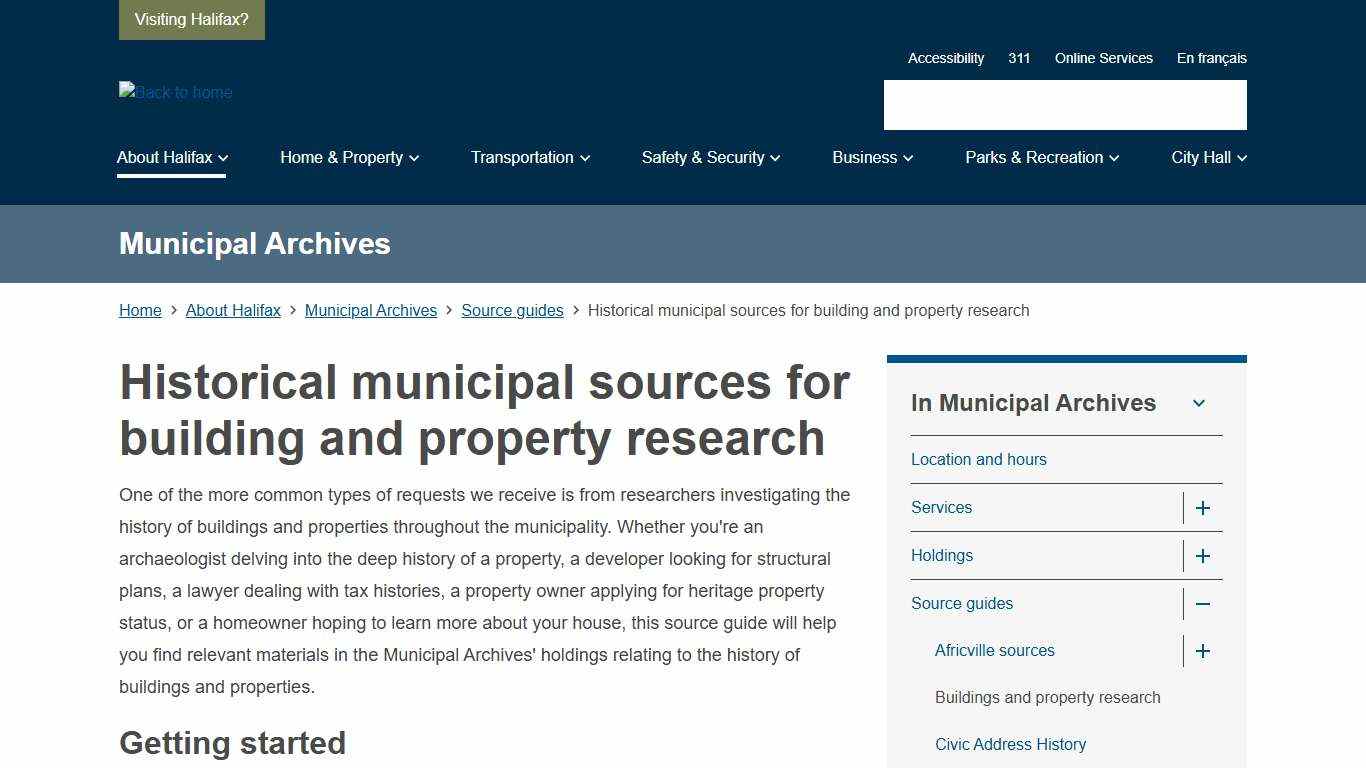 Building and property research Source Guide Halifax