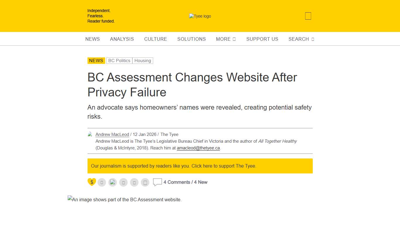BC Assessment Changes Website After Privacy Failure The Tyee